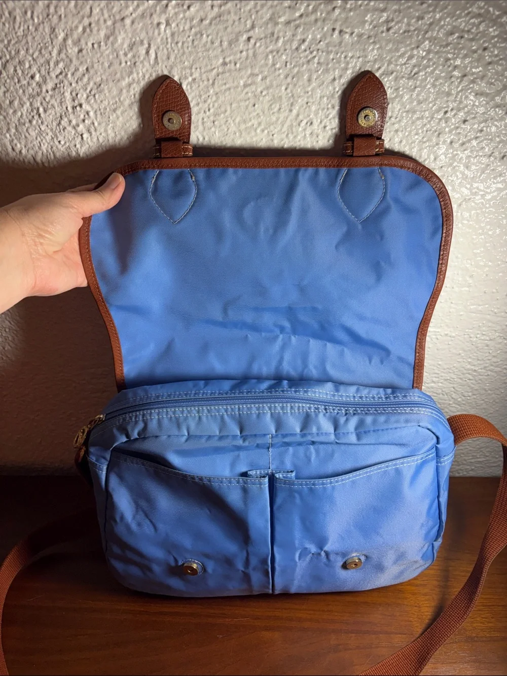 Longchamp La Pilage Blue Nylon Messenger Bag